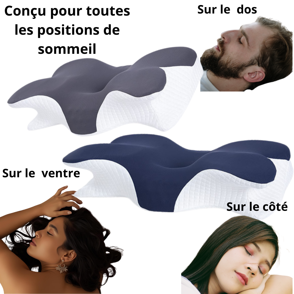 Oreiller ergonomique à mémoire de forme. Confort, soutien et sommeil réparateur