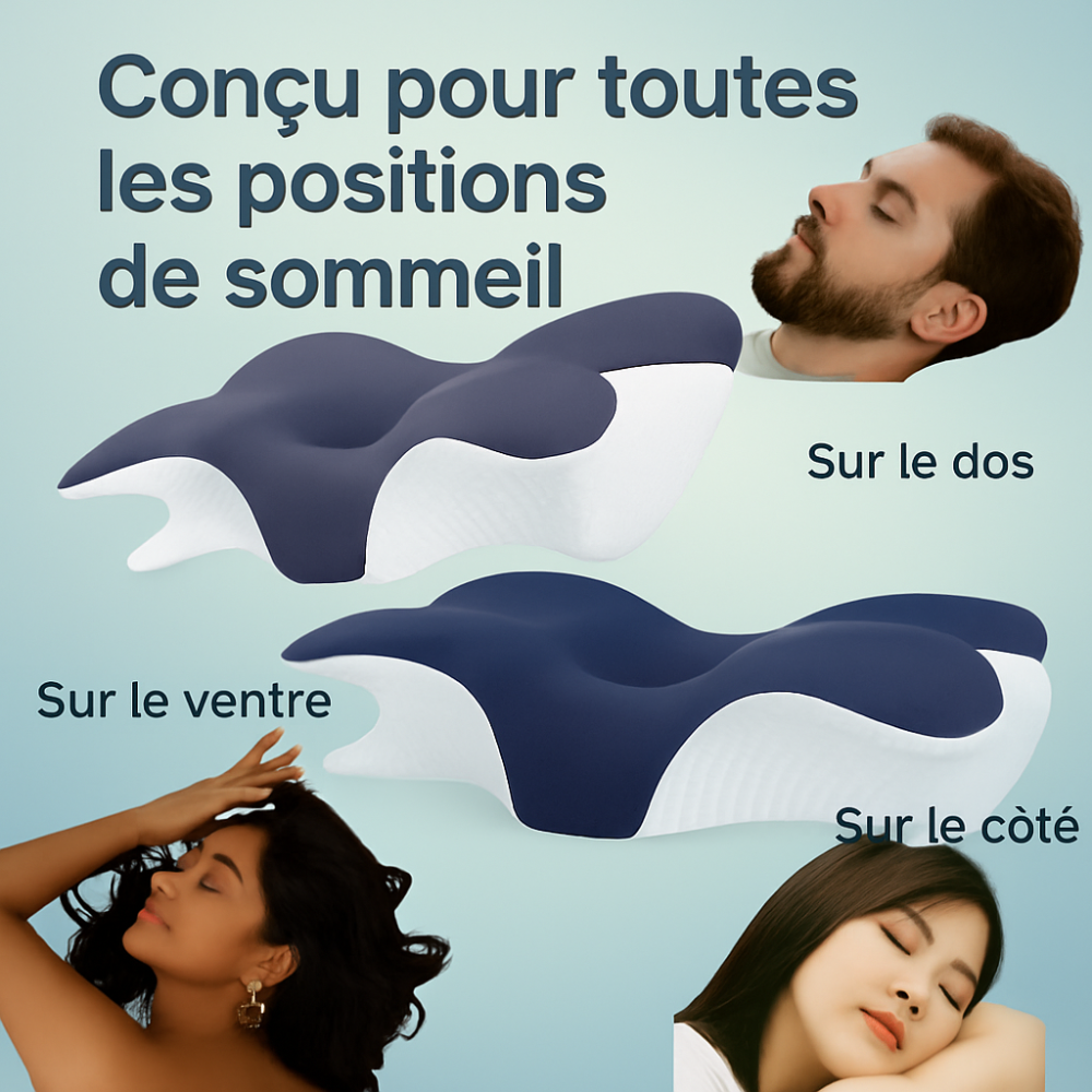 Oreiller ergonomique à mémoire de forme. Confort, soutien et sommeil réparateur